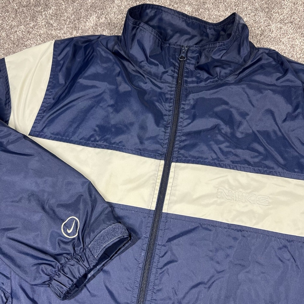 Vintage Nike Track Jacket Center Swoosh Full Zip Mens M Blue/White y2k Skate